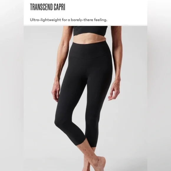 NWOT Athleta Transcend Capri Leggings In Black Activewear Women’s Size Medium - Picture 1 of 7